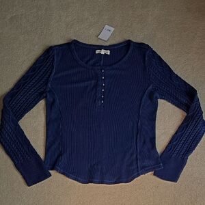 NWT LuckyThermal Navy Long Sleeve Top L